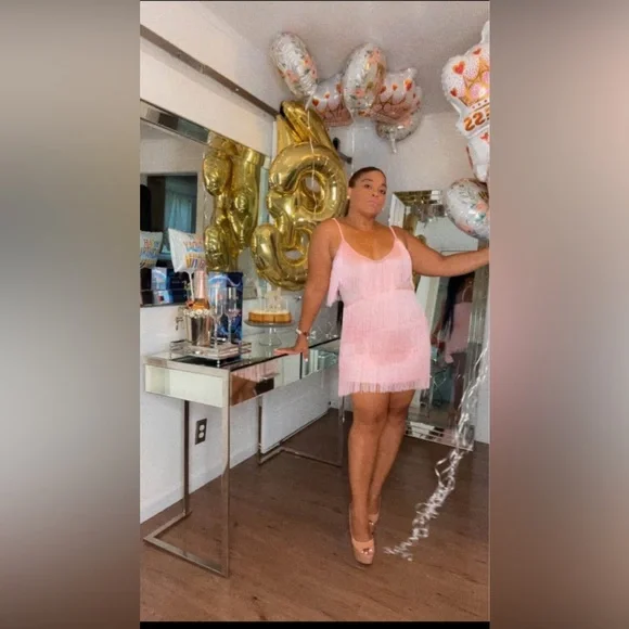 Pink Fringe Dress - Picture 3 of 3